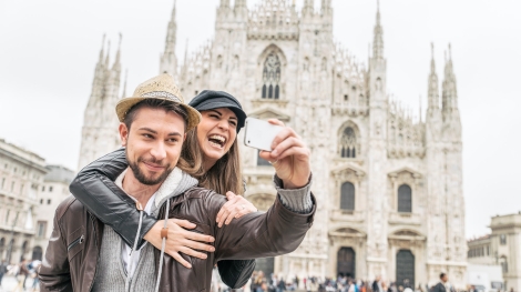 Tourists at Duomo cathedral,Milan