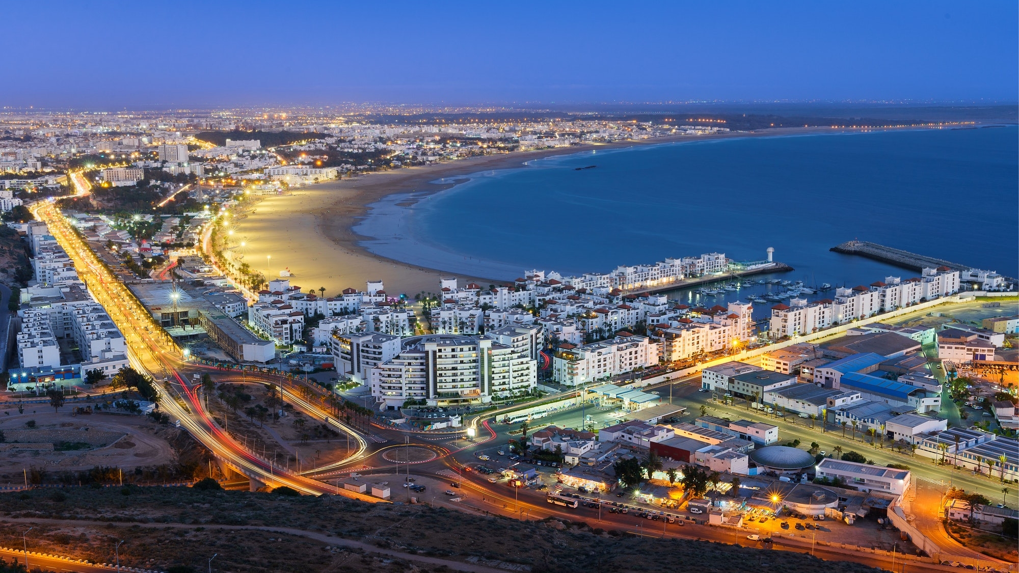 Evening shot of the seacoast in Agadir
