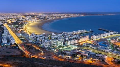 Evening shot of the seacoast in Agadir
