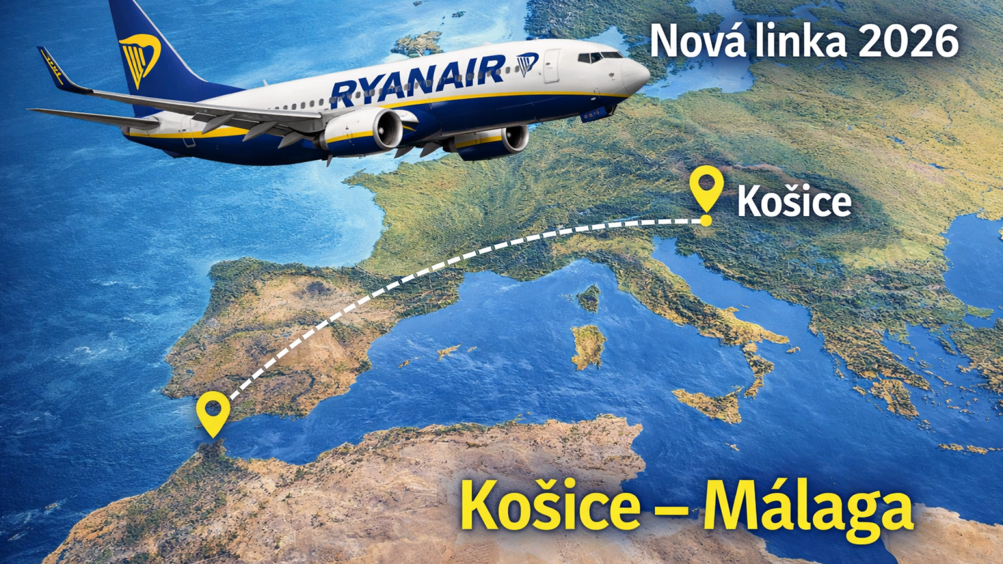 Ryanair bude lietať z Košíc do šiestich destinácií. Pribúda Malaga a viac letov do Prahy